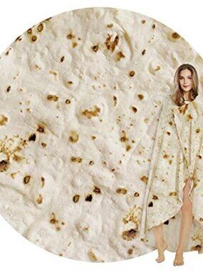 Burrito Blanket Tortilla Blanket Funny Food Throw Soft Flannel Round Novelty